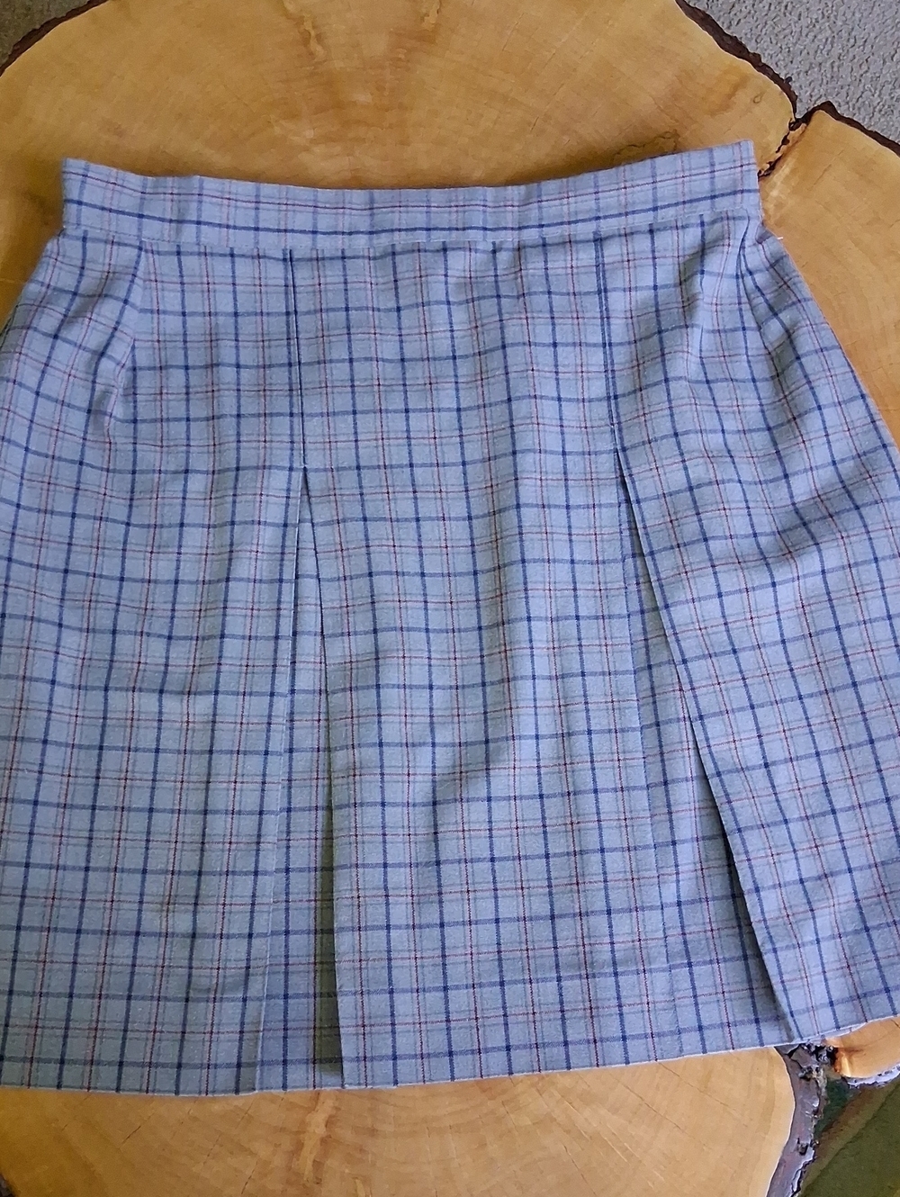 Classic Light Grey Plaid Pleated Mini Skirt